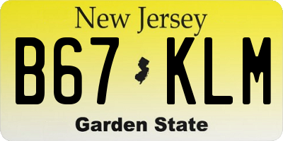 NJ license plate B67KLM