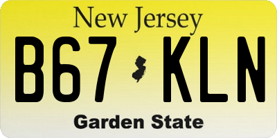 NJ license plate B67KLN