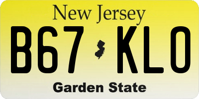NJ license plate B67KLO