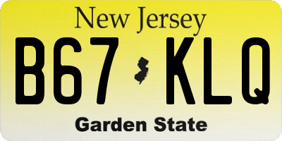 NJ license plate B67KLQ