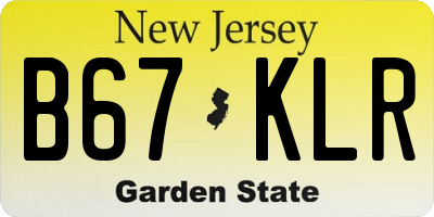 NJ license plate B67KLR