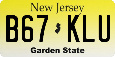 NJ license plate B67KLU