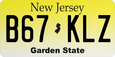 NJ license plate B67KLZ