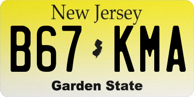 NJ license plate B67KMA