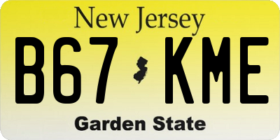 NJ license plate B67KME