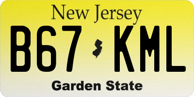 NJ license plate B67KML