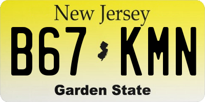 NJ license plate B67KMN