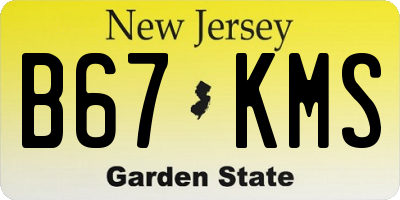 NJ license plate B67KMS