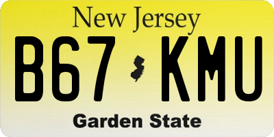 NJ license plate B67KMU