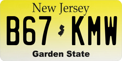 NJ license plate B67KMW