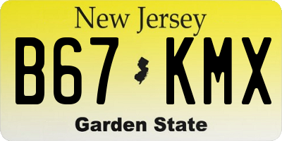 NJ license plate B67KMX