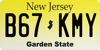 NJ license plate B67KMY