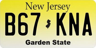 NJ license plate B67KNA