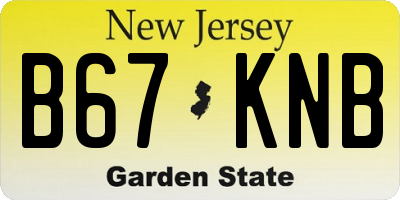 NJ license plate B67KNB