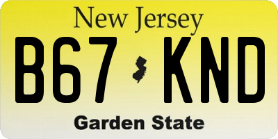 NJ license plate B67KND