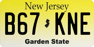 NJ license plate B67KNE