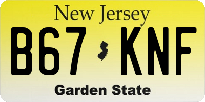 NJ license plate B67KNF