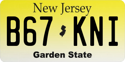 NJ license plate B67KNI