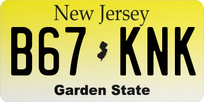 NJ license plate B67KNK