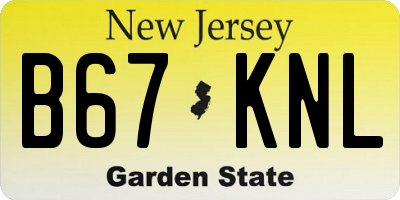 NJ license plate B67KNL