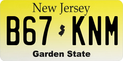 NJ license plate B67KNM