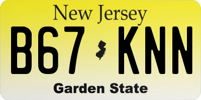 NJ license plate B67KNN