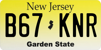 NJ license plate B67KNR