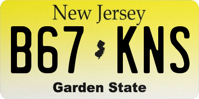 NJ license plate B67KNS