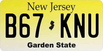 NJ license plate B67KNU