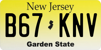 NJ license plate B67KNV