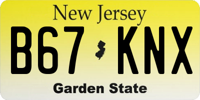 NJ license plate B67KNX