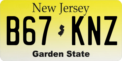 NJ license plate B67KNZ