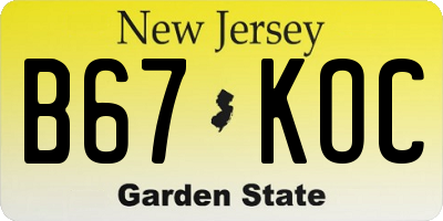 NJ license plate B67KOC