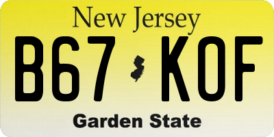 NJ license plate B67KOF