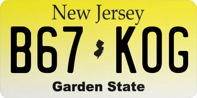 NJ license plate B67KOG