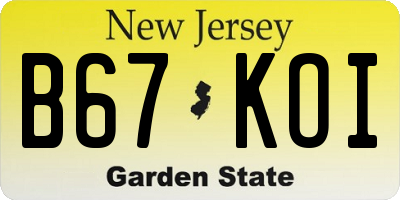 NJ license plate B67KOI