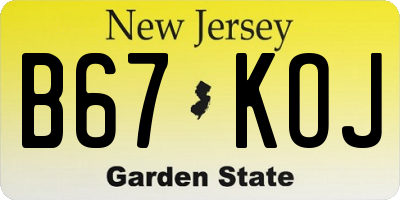 NJ license plate B67KOJ