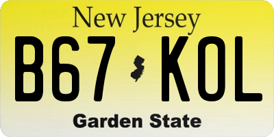 NJ license plate B67KOL
