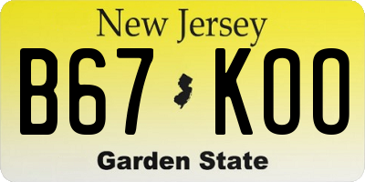 NJ license plate B67KOO