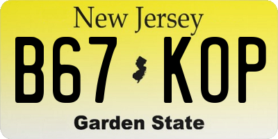 NJ license plate B67KOP