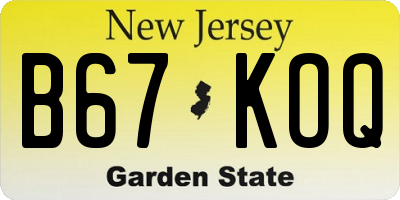 NJ license plate B67KOQ