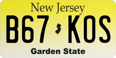 NJ license plate B67KOS