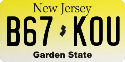NJ license plate B67KOU