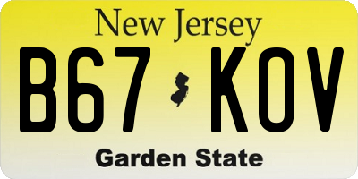 NJ license plate B67KOV