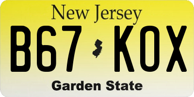 NJ license plate B67KOX