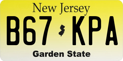 NJ license plate B67KPA