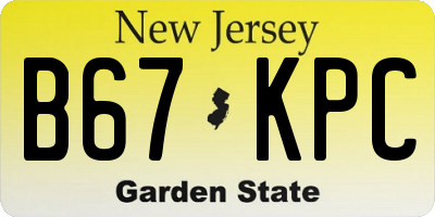 NJ license plate B67KPC