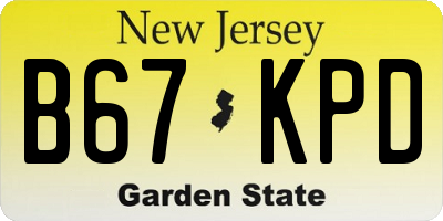 NJ license plate B67KPD