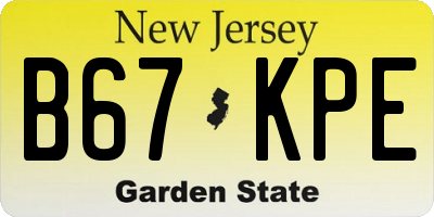 NJ license plate B67KPE