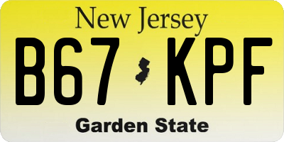 NJ license plate B67KPF